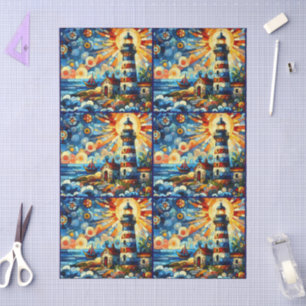 Stained-Glass Lighthouse Nautical Decoupage Tissue Paper