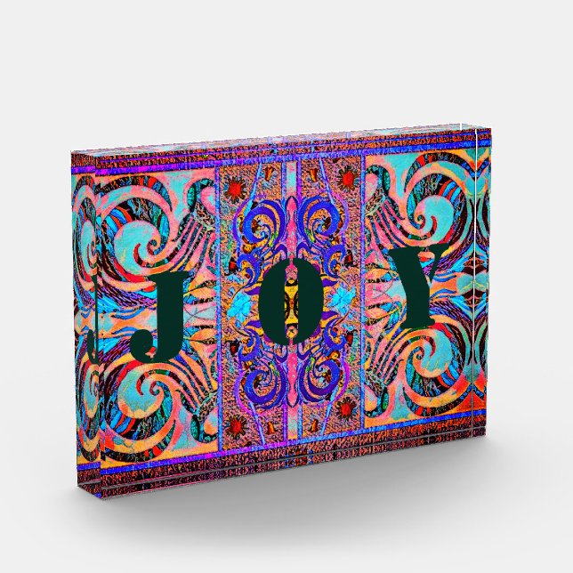 Stained Glass Like Joy Ornament Photo Block (Left)