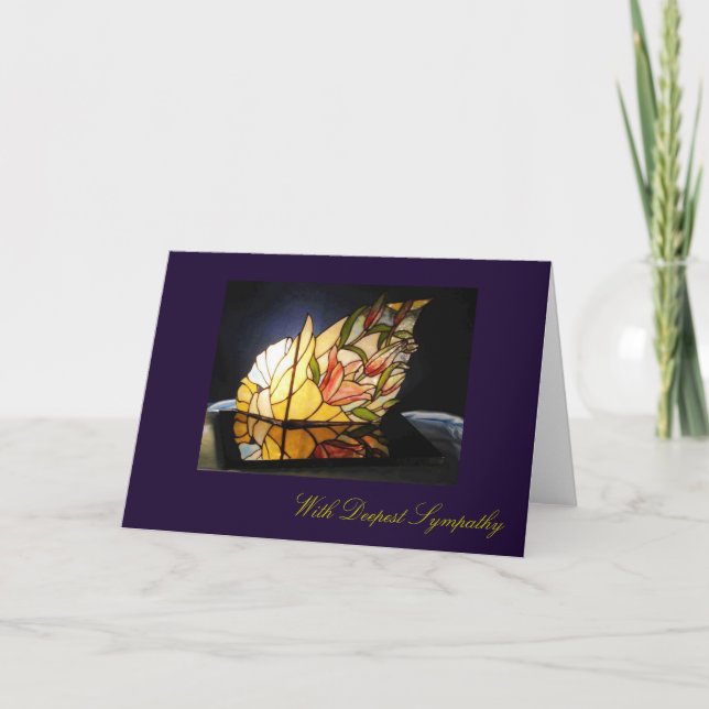 Stained Glass Lily Bouquet Sympathy Greeting Card (Front)
