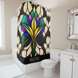 Stained glass lily Green Mosaic Pattern