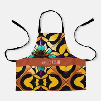 Stained glass lily Yellow Flowers Mosaic Pattern Apron