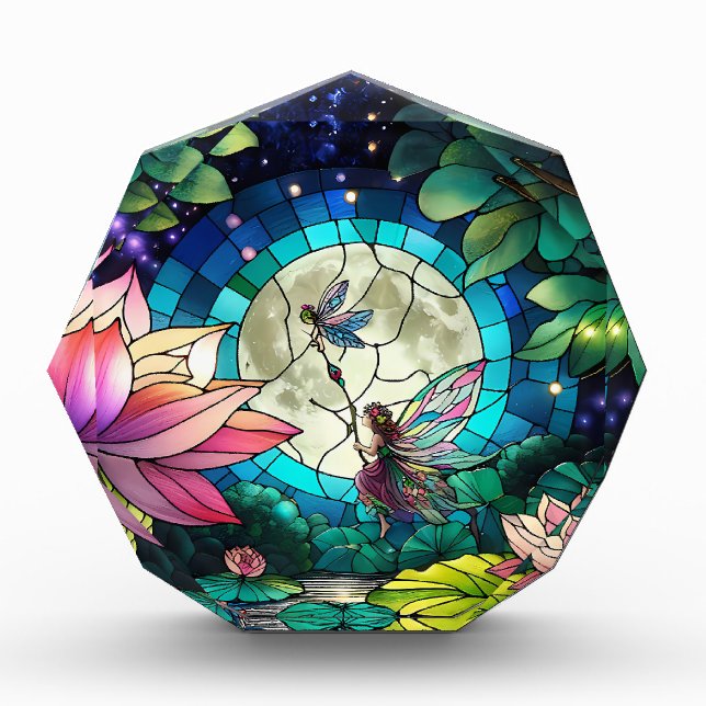 Stained Glass Little Fairy With Dragonfly Photo Block (Front)