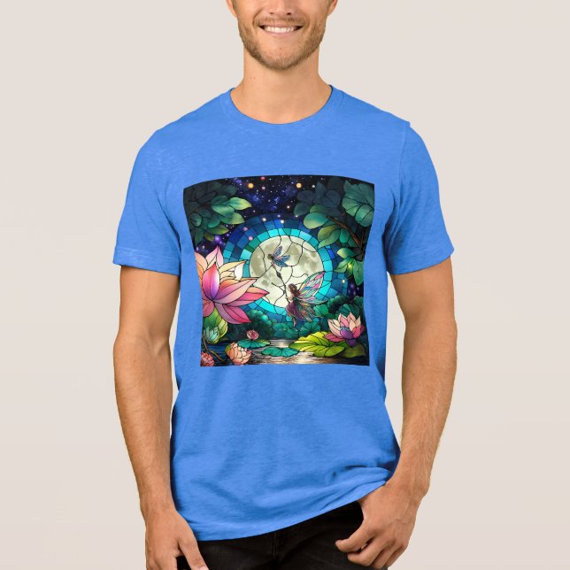Stained Glass Little Fairy With Dragonfly Tri-Blend Shirt (Front)
