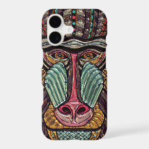 Stained glass look baboon animal african art