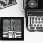 Stained glass look birch tree black silver gift box<br><div class="desc">A modern,  masculine design featuring birch trees seen through beveled glass on a metallic,  silver pinstripe background. Elegant and masculine stained glass look. In colours of silver and black.</div>