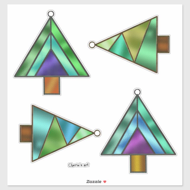 Stained Glass Look Christmas Tree Ornaments (Sheet)