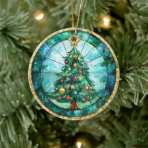 Stained Glass Look Christmas Tree & Star Holiday