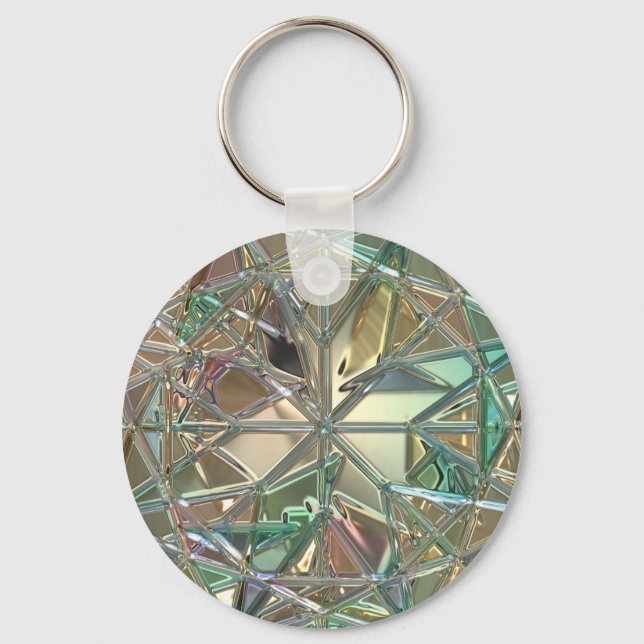Stained glass look colorful abstract keychain (Front)