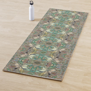 Stained glass look colourful abstract yoga mat