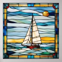 Stained Glass Look Sailboat Design