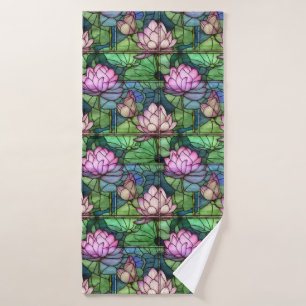 Stained Glass Lotus Bath Towel