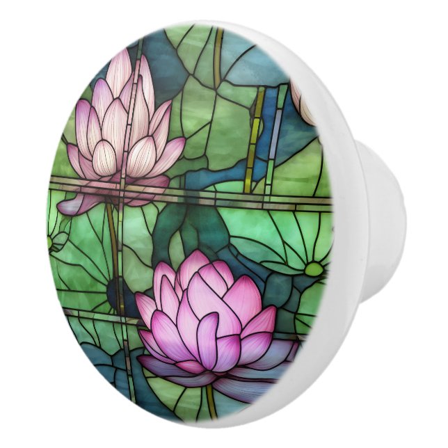 Stained Glass Lotus Ceramic Pull (Right)