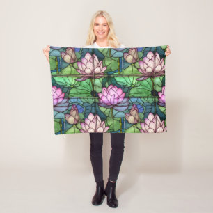 Stained Glass Lotus Fleece Blanket