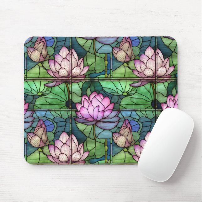 Stained Glass Lotus Mouse Pad (With Mouse)