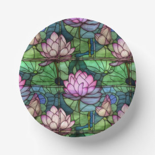 Stained Glass Lotus Paper Bowls Paper Plate