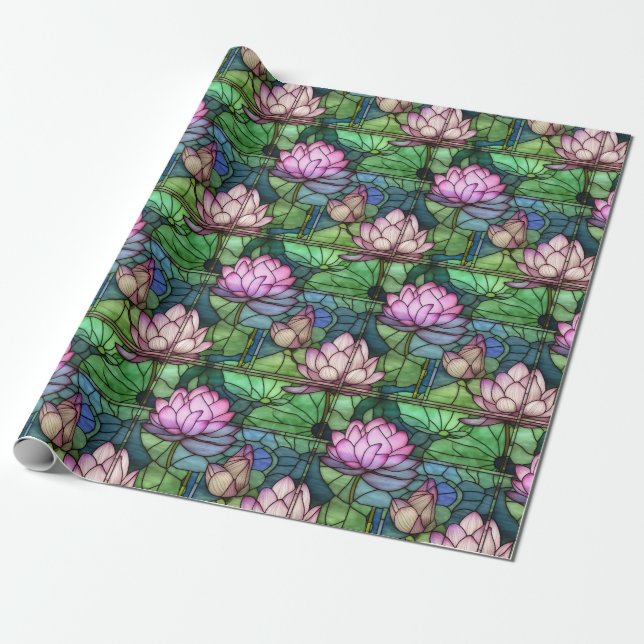 Stained Glass Lotus Wrapping Paper (Unrolled)