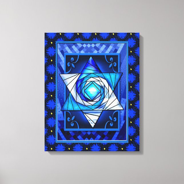 Stained Glass Magen David Quilt Canvas Print (Front)