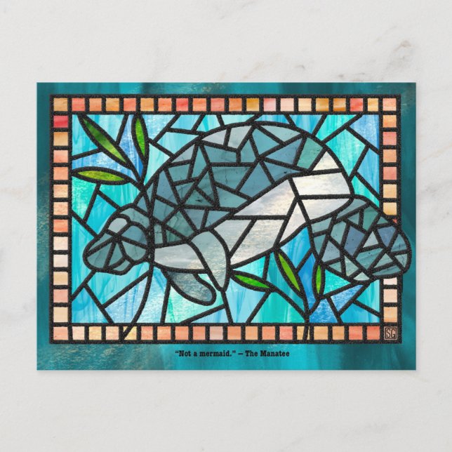 Stained Glass Manatee Postcards (Front)