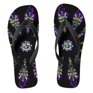 Stained Glass Mandala Flip Flops