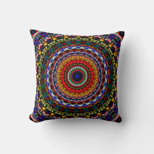 Stained Glass Mandala Throw Pillow