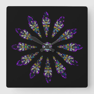 Stained Glass Mandala Wall Clock