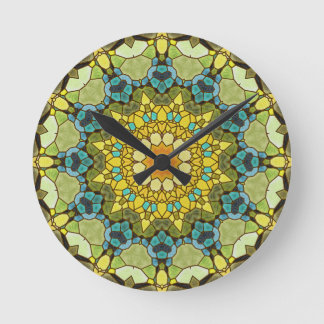 Stained Glass Mandala Wall Clock in Spring Colours
