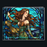 Stained Glass Mermaid 2 Calendar<br><div class="desc">Beautiful stained glass mermaid calendar features 12 months of stunning artwork featuring mermaids in underwater and seaside settings. Includes depictions of fish, sea turtles, and other wildlife. Colourful, classic, vintage feel illustrations of mythical fantasy creatures. Makes a perfect Christmas gift for those into the mermaidcore aesthetic. Calendar can be customized...</div>