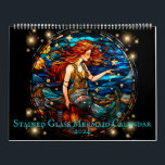 Stained Glass Mermaid Calendar<br><div class="desc">Beautiful stained glass mermaid 2024 calendar features 12 months of stunning artwork featuring mermaids in underwater and seaside settings. Includes depictions of fish,  sea turtles,  and other wildlife. Colourful,  classic,  vintage feel illustrations of mythical fantasy creatures. Makes a perfect Christmas gift for those into the mermaidcore aesthetic.</div>