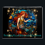 Stained Glass Mermaid Calendar<br><div class="desc">Beautiful stained glass mermaid calendar features 12 months of stunning artwork featuring mermaids in underwater and seaside settings. Includes depictions of fish, sea turtles, and other wildlife. Colourful, classic, vintage feel illustrations of mythical fantasy creatures. Makes a perfect Christmas gift for those into the mermaidcore aesthetic. Calendar can be customized...</div>