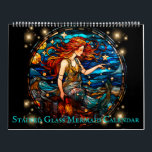 Stained Glass Mermaid Calendar<br><div class="desc">Beautiful stained glass mermaid calendar features 12 months of stunning artwork featuring mermaids in underwater and seaside settings. Includes depictions of fish, sea turtles, and other wildlife. Colourful, classic, vintage feel illustrations of mythical fantasy creatures. Makes a perfect Christmas gift for those into the mermaidcore aesthetic. Calendar can be customized...</div>