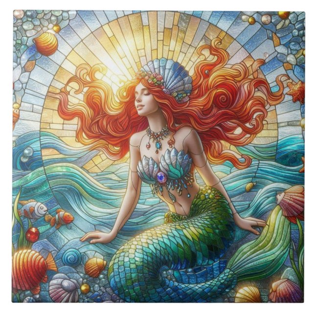 Stained Glass Mermaid Tile (Front)