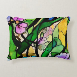 Stained glass. Modern Floral art. Accent Pillow