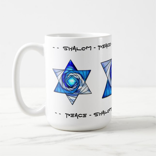 Stained Glass Mogen David (Personalized) Coffee Mug (Left)