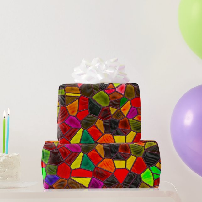 Stained Glass Moody Colours Wrapping Paper (Party Gifts)
