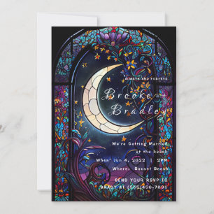 Stained‑Glass Moon Wedding Invitation