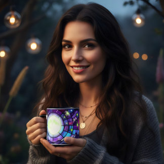 Stained glass moonlight coffee mug gift