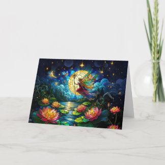 Stained Glass Moonlight Flight Fairy Card