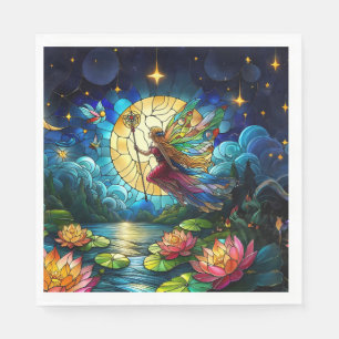 Stained Glass Moonlight Flight Fairy  Napkin