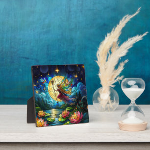 Stained Glass Moonlight Flight Fairy  Plaque