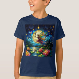 Stained Glass Moonlight Flight Fairy T-Shirt
