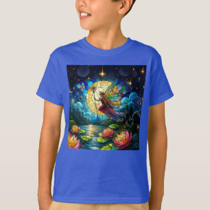 Stained Glass Moonlight Flight Fairy T-Shirt