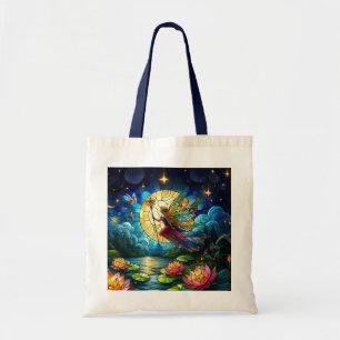 Stained Glass Moonlight Flight Fairy Tote Bag
