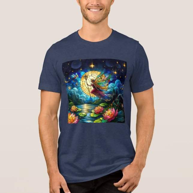 Stained Glass Moonlight Flight Fairy  Tri-Blend Shirt (Front)