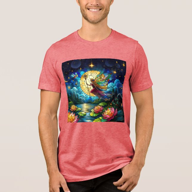 Stained Glass Moonlight Flight Fairy  Tri-Blend Shirt (Front)