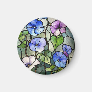 Stained glass morning glories magnet