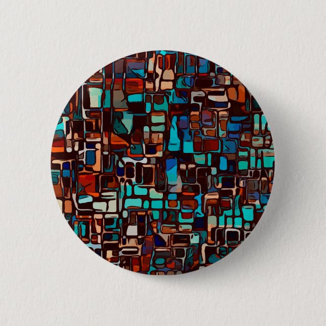 Stained glass mosaic abstract 2 inch round button (Front)