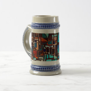 stained glass mosaic abstract beer stein