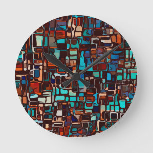stained glass mosaic abstract round clock