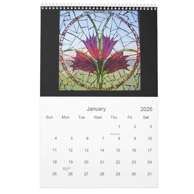 Stained Glass Mosaic Calendar (Jan 2026)