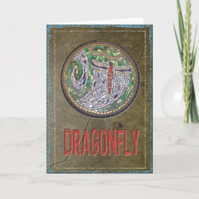 Stained Glass Mosaic: Dragon Fly Card (Front)